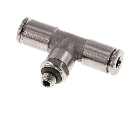 4mm x M 5 Inline Tee Push-in Fitting with Male Threads Stainless Steel FKM Rotatable
