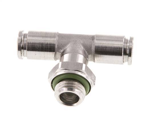 4mm x G1/8'' Inline Tee Push-in Fitting with Male Threads Stainless Steel FKM FDA Rotatable