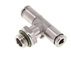4mm x G1/8'' Inline Tee Push-in Fitting with Male Threads Stainless Steel FKM FDA Rotatable