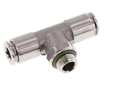 6mm x G1/8'' Inline Tee Push-in Fitting with Male Threads Stainless Steel FKM FDA Rotatable