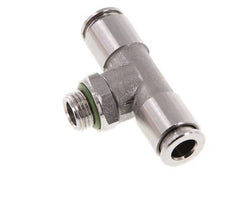 6mm x G1/8'' Inline Tee Push-in Fitting with Male Threads Stainless Steel FKM FDA Rotatable