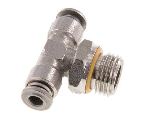 4mm x G1/4'' Inline Tee Push-in Fitting with Male Threads Stainless Steel FKM FDA Rotatable