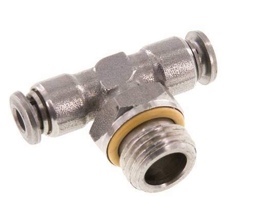 4mm x G1/4'' Inline Tee Push-in Fitting with Male Threads Stainless Steel FKM FDA Rotatable