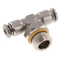 4mm x G1/4'' Inline Tee Push-in Fitting with Male Threads Stainless Steel FKM FDA Rotatable