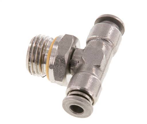 4mm x G1/4'' Inline Tee Push-in Fitting with Male Threads Stainless Steel FKM FDA Rotatable