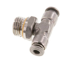 4mm x G1/4'' Inline Tee Push-in Fitting with Male Threads Stainless Steel FKM FDA Rotatable
