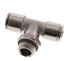 8mm x G1/4'' Inline Tee Push-in Fitting with Male Threads Stainless Steel FKM FDA Rotatable