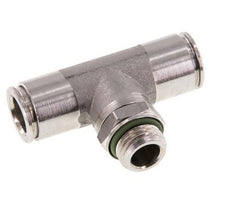 10mm x G1/4'' Inline Tee Push-in Fitting with Male Threads Stainless Steel FKM FDA Rotatable