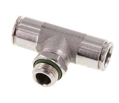 10mm x G1/4'' Inline Tee Push-in Fitting with Male Threads Stainless Steel FKM FDA Rotatable