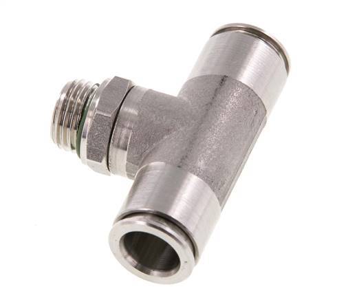10mm x G1/4'' Inline Tee Push-in Fitting with Male Threads Stainless Steel FKM FDA Rotatable