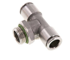 10mm x G3/8'' Inline Tee Push-in Fitting with Male Threads Stainless Steel FKM FDA Rotatable