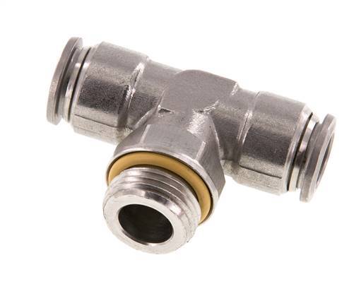 12mm x G1/2'' Inline Tee Push-in Fitting with Male Threads Stainless Steel FKM FDA Rotatable