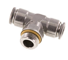 12mm x G1/2'' Inline Tee Push-in Fitting with Male Threads Stainless Steel FKM FDA Rotatable