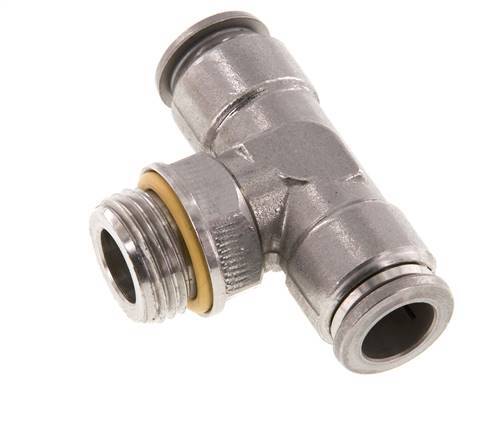 12mm x G1/2'' Inline Tee Push-in Fitting with Male Threads Stainless Steel FKM FDA Rotatable
