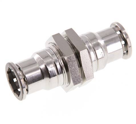 16mm Push-in Fitting Stainless Steel FKM Bulkhead