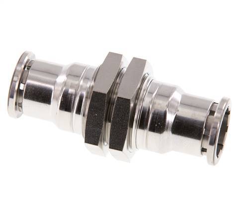16mm Push-in Fitting Stainless Steel FKM Bulkhead