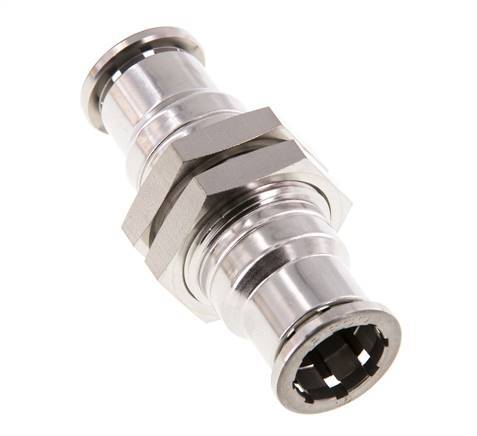 16mm Push-in Fitting Stainless Steel FKM Bulkhead