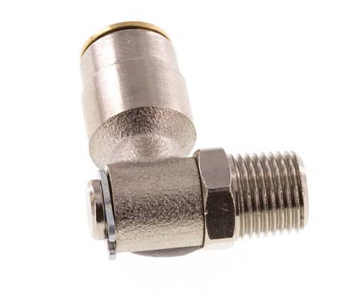 6mm x R1/8'' 90deg Elbow Push-in Fitting with Male Threads Brass NBR RotatableHigh Pressure