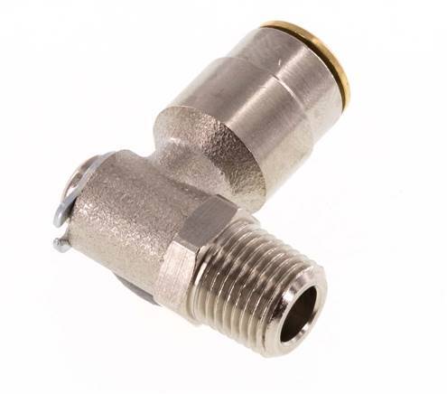 6mm x R1/8'' 90deg Elbow Push-in Fitting with Male Threads Brass NBR RotatableHigh Pressure