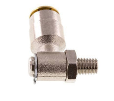 6mm x M 6 (conical) 90deg Elbow Push-in Fitting with Male Threads Brass NBR RotatableHigh Pressure
