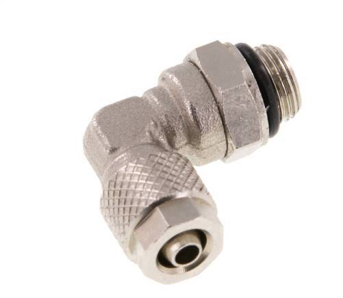 6x4 & G1/8'' Nickel plated Brass Elbow Push-on Fitting with Male Threads NBR Rotatable [2 Pieces]