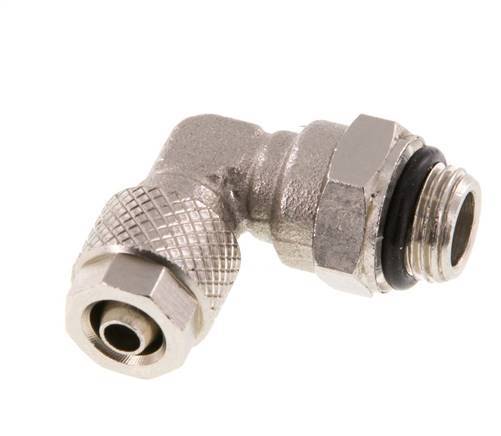 6x4 & G1/8'' Nickel plated Brass Elbow Push-on Fitting with Male Threads NBR Rotatable [2 Pieces]