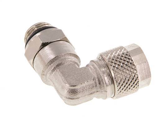 8x6 & G1/8'' Nickel plated Brass Elbow Push-on Fitting with Male Threads NBR Rotatable [2 Pieces]