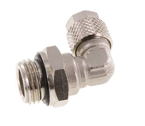 6x4 & G1/4'' Nickel plated Brass Elbow Push-on Fitting with Male Threads NBR Rotatable [2 Pieces]