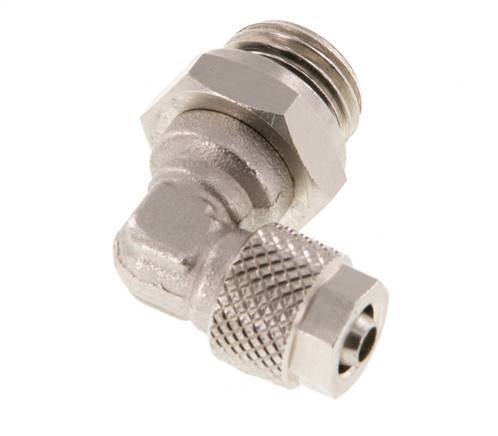 6x4 & G1/4'' Nickel plated Brass Elbow Push-on Fitting with Male Threads NBR Rotatable [2 Pieces]