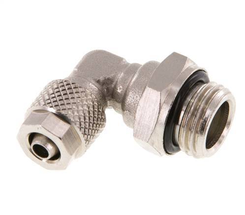 6x4 & G1/4'' Nickel plated Brass Elbow Push-on Fitting with Male Threads NBR Rotatable [2 Pieces]