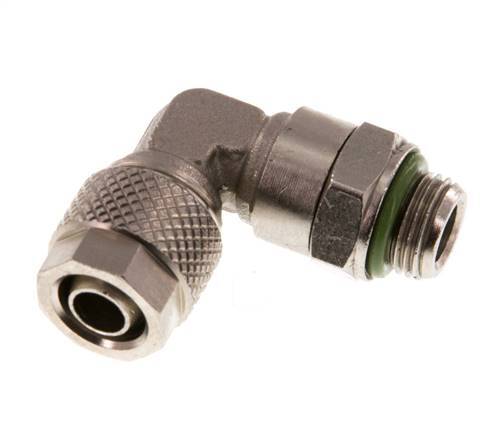 8x6 & G1/8'' Nickel plated Brass Elbow Push-on Fitting with Male Threads FKM Rotatable [2 Pieces]