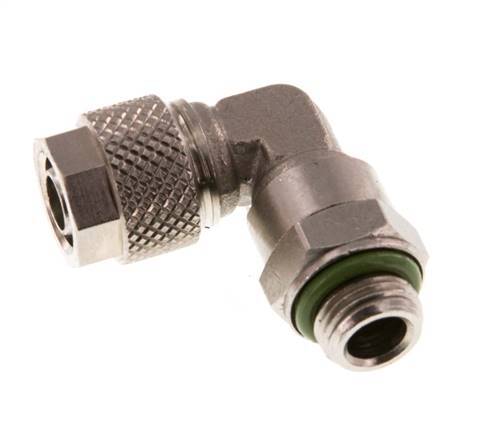 8x6 & G1/8'' Nickel plated Brass Elbow Push-on Fitting with Male Threads FKM Rotatable [2 Pieces]