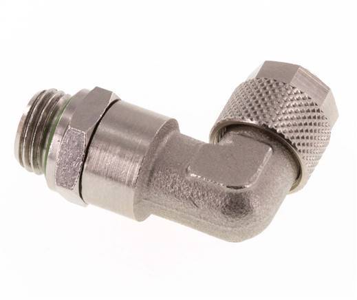 10x8 & G1/4'' Nickel plated Brass Elbow Push-on Fitting with Male Threads FKM Rotatable