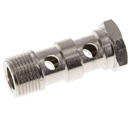 2-way nickel-plated Brass Banjo Bolt with G3/8'' Male Threads L42mm [2 Pieces]