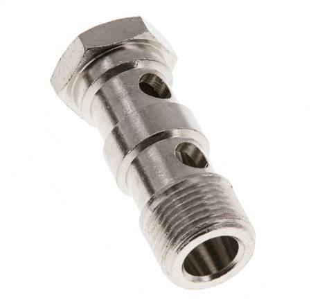 2-way nickel-plated Brass Banjo Bolt with G3/8'' Male Threads L42mm [2 Pieces]