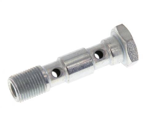 2-way zinc plated Steel Banjo Bolt with G1/8'' Male Threads L40mm [2 Pieces]