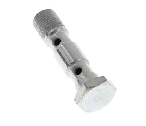 2-way zinc plated Steel Banjo Bolt with G1/8'' Male Threads L40mm [2 Pieces]