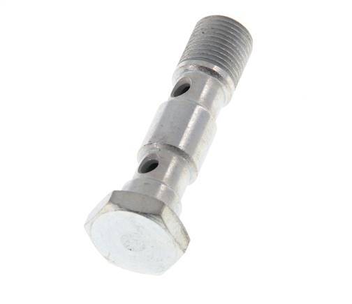2-way zinc plated Steel Banjo Bolt with G1/8'' Male Threads L40mm [2 Pieces]