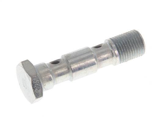 2-way zinc plated Steel Banjo Bolt with G1/8'' Male Threads L40mm [2 Pieces]