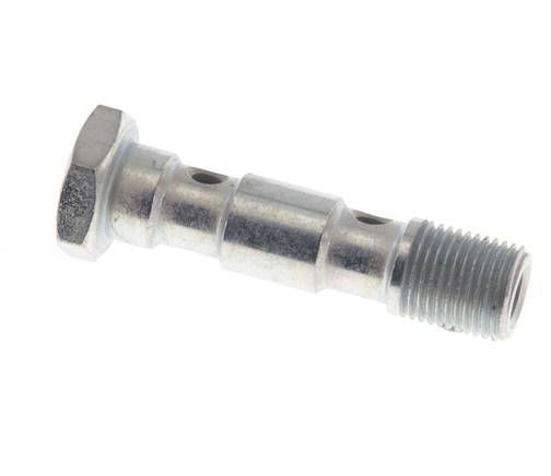 2-way zinc plated Steel Banjo Bolt with G1/8'' Male Threads L40mm [2 Pieces]
