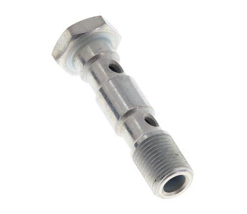 2-way zinc plated Steel Banjo Bolt with G1/8'' Male Threads L40mm [2 Pieces]