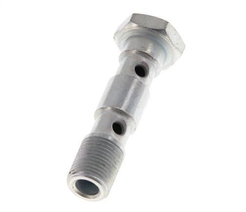 2-way zinc plated Steel Banjo Bolt with G1/8'' Male Threads L40mm [2 Pieces]