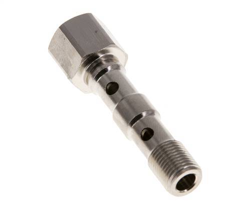 2-way nickel-plated Brass Banjo Bolt with G1/8'' Male and Female Threads L40.5mm [2 Pieces]