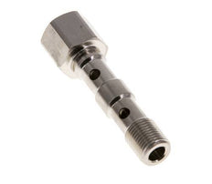 2-way nickel-plated Brass Banjo Bolt with G1/8'' Male and Female Threads L40.5mm [2 Pieces]