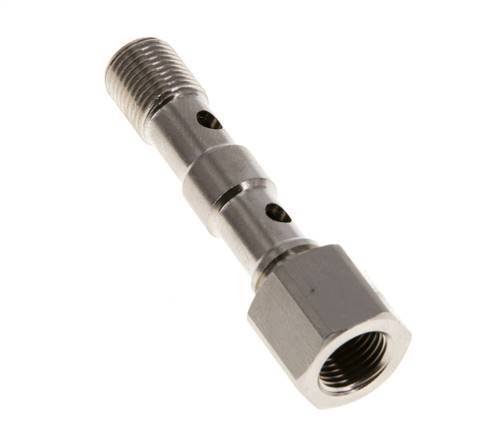 2-way nickel-plated Brass Banjo Bolt with G1/8'' Male and Female Threads L40.5mm [2 Pieces]