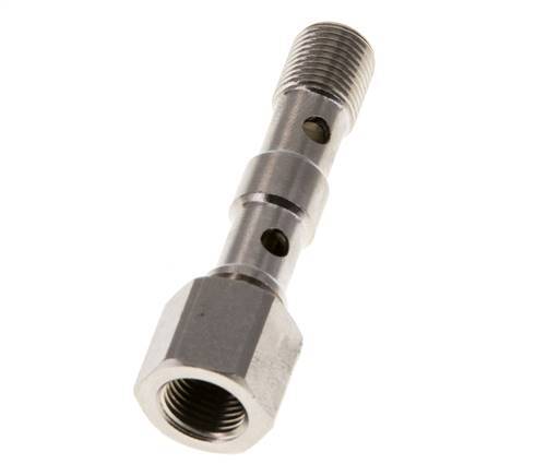 2-way nickel-plated Brass Banjo Bolt with G1/8'' Male and Female Threads L40.5mm [2 Pieces]