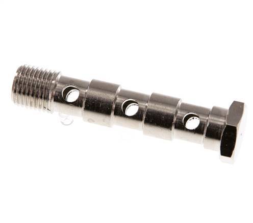 3-way nickel-plated Brass Banjo Bolt with G1/4'' Male Threads L67mm [2 Pieces]