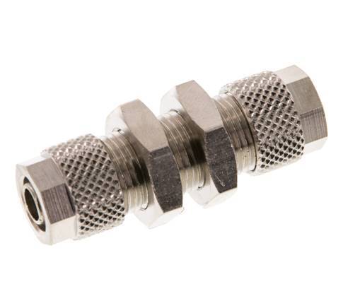 8x6 Nickel plated Brass Straight Push-on Fitting Bulkhead [2 Pieces]