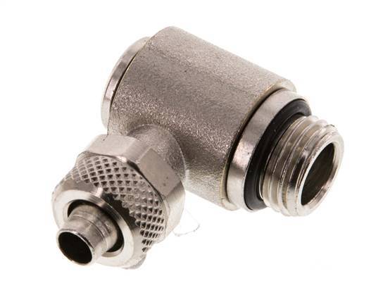 8x6 & G1/4'' Nickel plated Brass Elbow Push-on Fitting with Male Threads Rotatable Inner Hexagon