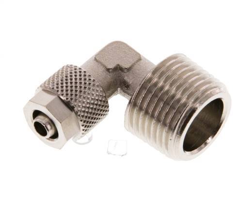6x4 & R3/8'' Nickel plated Brass Elbow Push-on Fitting with Male Threads [2 Pieces]